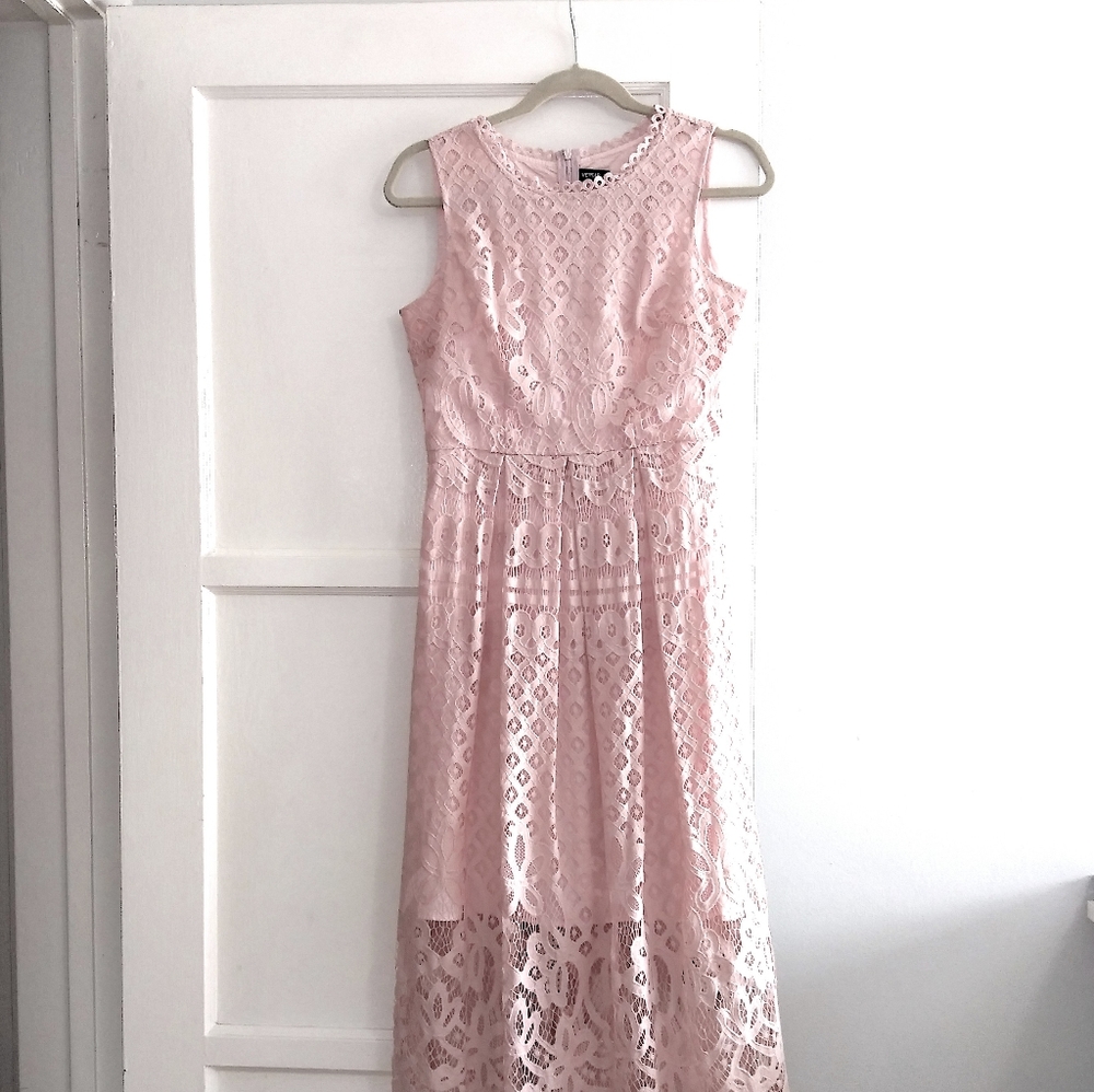 VEIISAR Womens Sleeveless Pink Lace Dress.